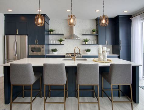 dark blue grey kitchen cabinets with stainless steel appliance|grey and blue kitchen designs.